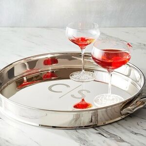 Harrison Round Serving Tray Pottery Barn with monogram C / S